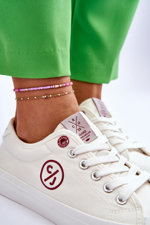 Damskie Materiałowe Tenisówki Cross Jeans LL2R4043 Białe