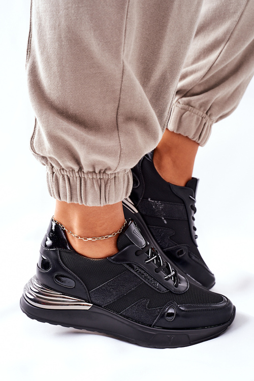 Sportowe Damskie Buty Sneakersy Czarne Manitoba