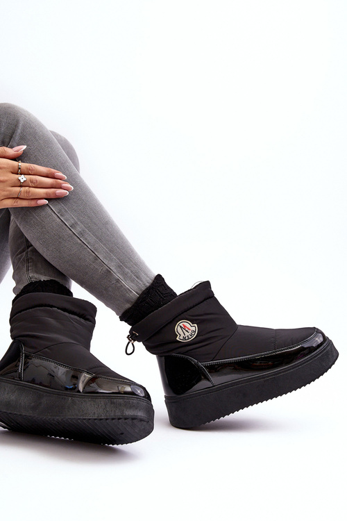 Wsuwane Śniegowce Damskie Na Platformie Czarne Gattea