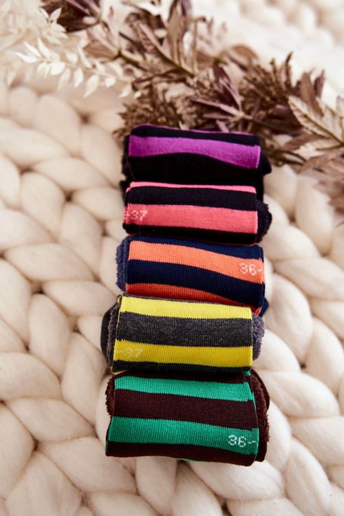 Klasyczne Damskie Skarpety W Paski 5-Pak Multikolor