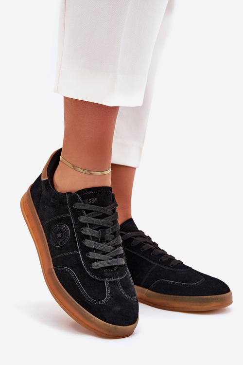Zamszowe Sneakersy Damskie Big Star RR274851 HI-POLY SYSTEM Czarne
