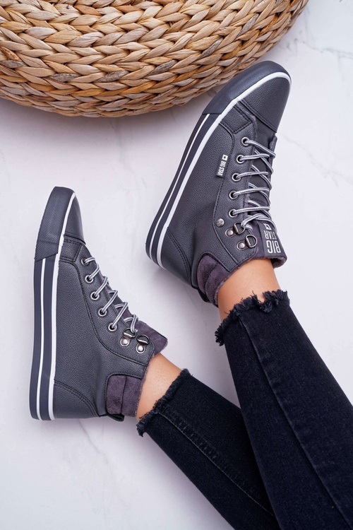 Trampki Damskie Big Star Wysokie Szare Ocieplane EE274413
