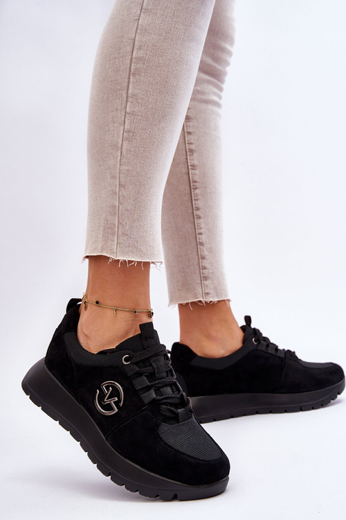 Damskie Buty Sportowe Na Platformie Czarne Aisha