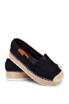 Espadryle Damskie Na Platformie Lniane Czarne La Playa