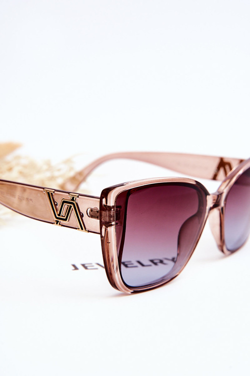 Okulary Przeciwsłoneczne Z Ozdobą UV400 Prius V202 Transparentne Różowe