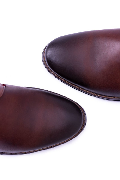 Nikopol Brązowe Skórzane Męskie Półbuty Zinedine