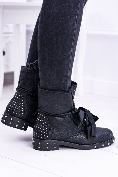 Damskie Botki Ocieplane Z Kolcami i Dżetami Neso