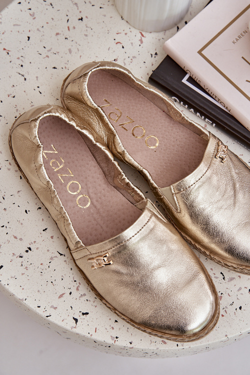 Eleganckie Skórzane Espadryle Damskie Zazoo 10177 Złote