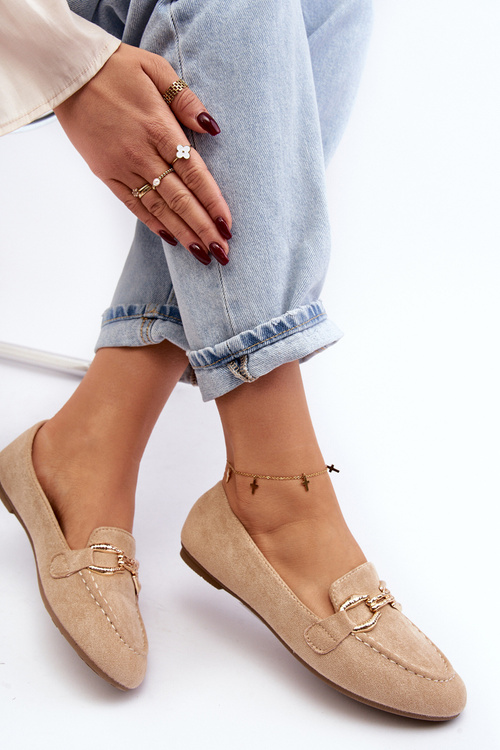 Damskie Mokasyny Z Ozdobą Beżowe Ghana