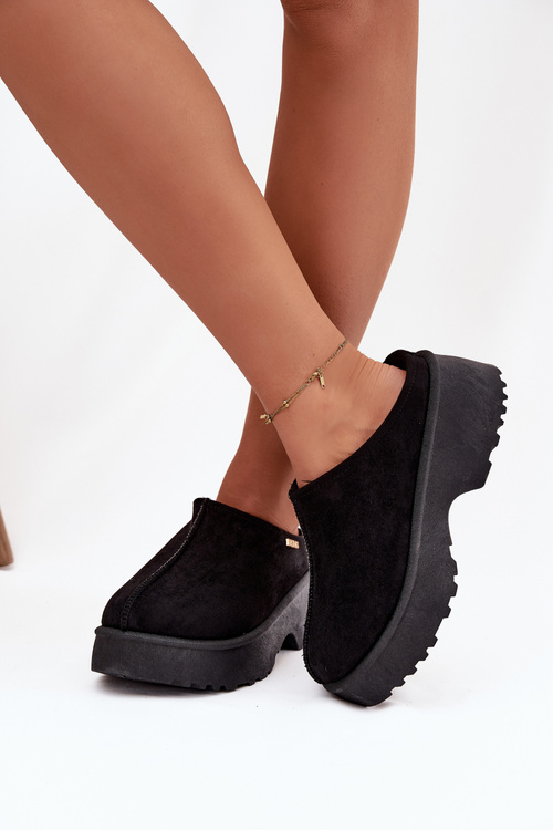 Śniegowce Damskie Niskie Na Platformie Czarne Yrenna