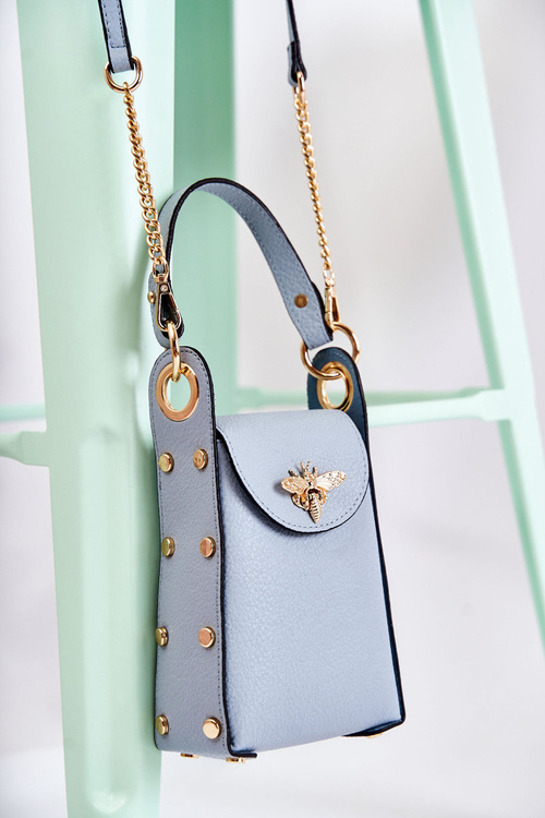 Mała Damska Torebka Z Ozdobą Niebieska Ellies