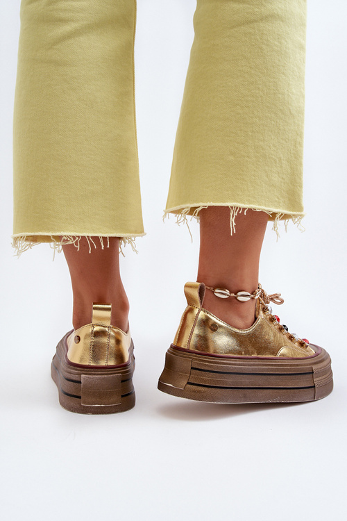 Damskie Trampki Na Platformie GOE NN2N4055 Złote