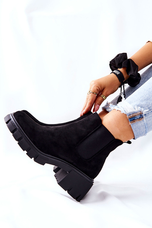 Ocieplane Botki Na Obcasie Czarne Madge