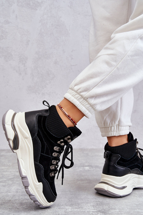 Damskie Wysokie Buty Sportowe GOE KK2N4098 Czarne