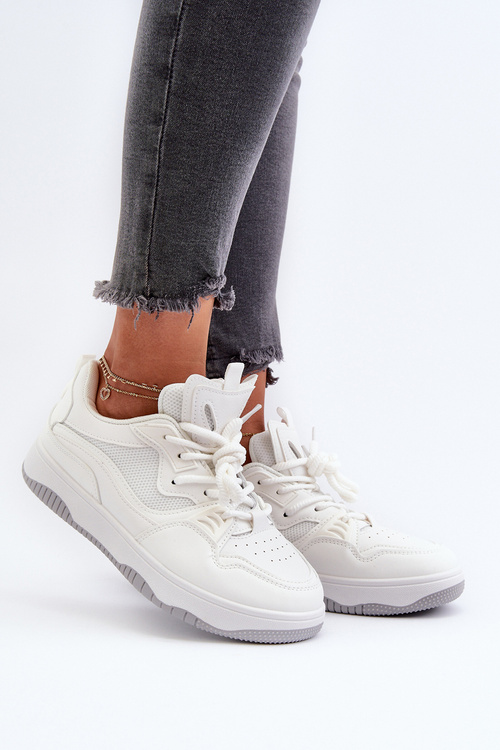 Sneakersy Damskie Na Platformie Białe Etnaria