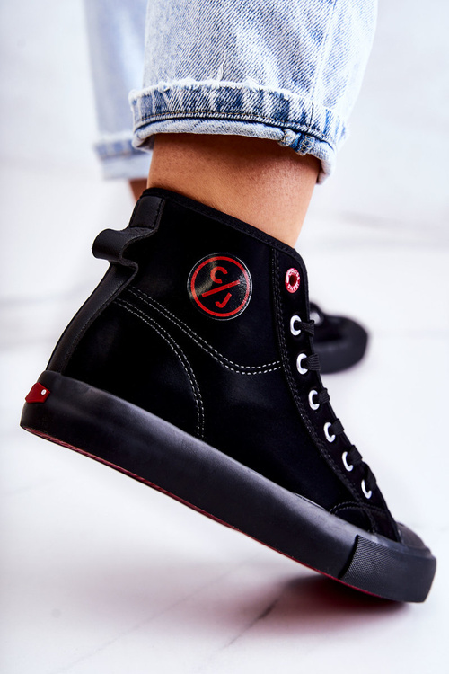 Damskie Wysokie Trampki Cross Jeans JJ2R4055C Czarne