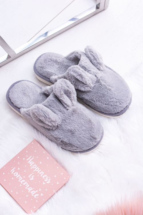 Kapcie Damskie Króliki z Uszami Szare Alabama