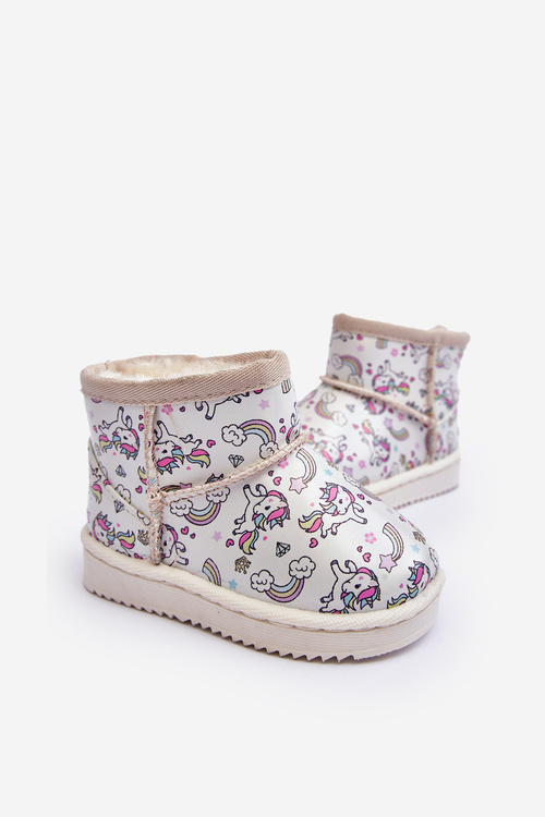 Botki Śniegowce Dziecięce Wzorzyste Beżowe Elenet