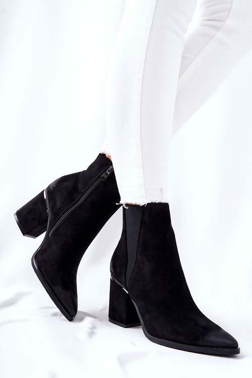 Zamszowe Botki Na Obcasie Czarne Coriseis
