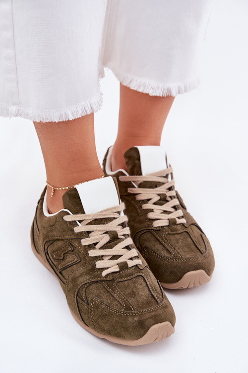 Buty Sportowe Damskie Z Eko Zamszu Ciemnozielone Dorella