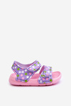 Piankowe Dziecięce Lekkie Sandałki We Wzory Różowo-Fioletowe Malaga