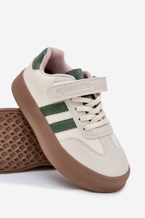 Sneakersy Dziecięce Na Platformie Beżowo-Zielone Sopiaella