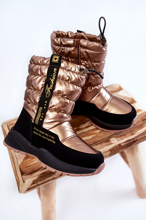 Dziecięce Śniegowce Ocieplane Wełną Na Suwak Złote Delhi