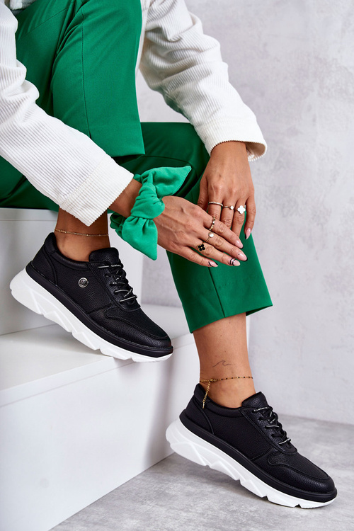 Damskie Skórzane Buty Sportowe Czarne Camrose