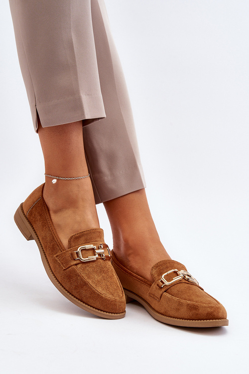 Zamszowe Mokasyny Damskie Na Płaskim Obcasie Camel Misal