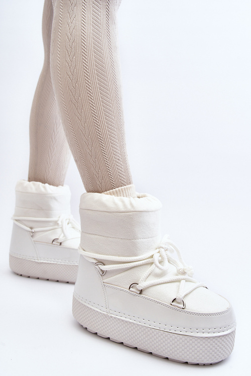 Damskie Śniegowce Z Wiązaniem Białe Toolsa