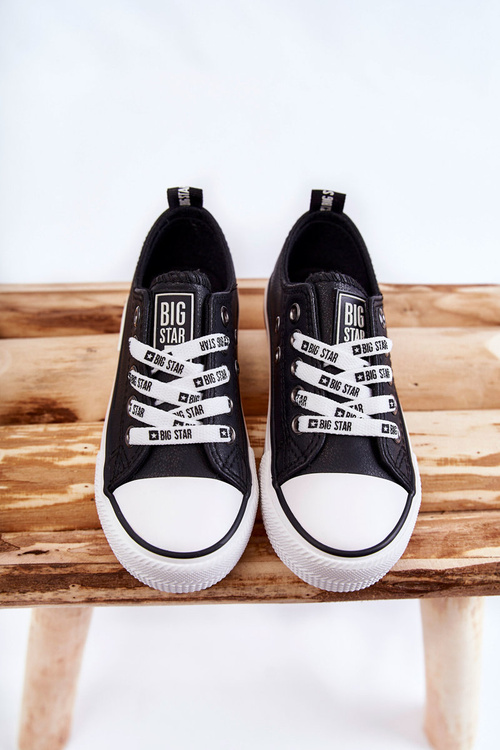 Dziecięce Skórzane Trampki BIG STAR KK374039 Czarne