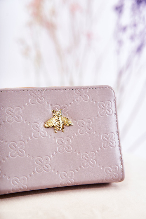 Damski Mały Portfel Z Ozdobą Szary Sanchos