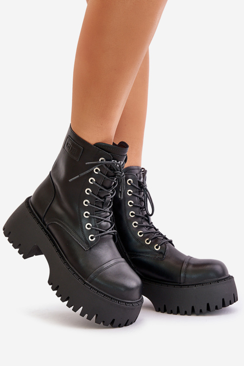 Workery Botki Damskie Ocieplane Ze Skóry Naturalnej Goe OO2N4123