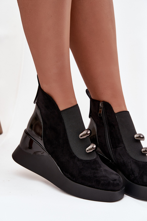 Botki Damskie Na Koturnie D&A MR52-106 Czarne