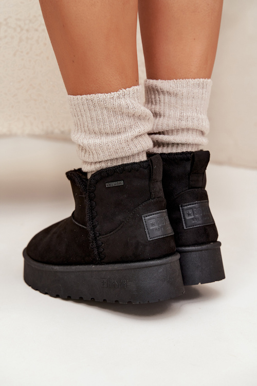 Śniegowce Damskie Na Platformie Z Przeszyciami Big Star SS274128 Czarne