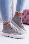 Trampki Damskie Big Star Wysokie Ocieplane Szare EE274114