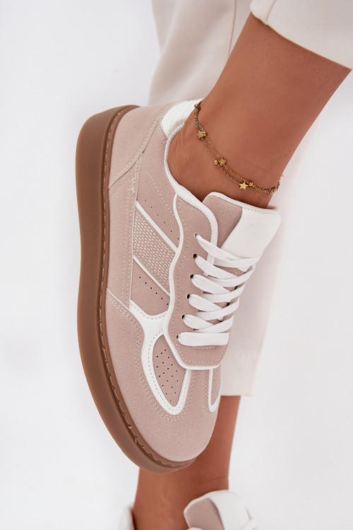 Niskie Sneakersy Damskie Beżowe Brenelle