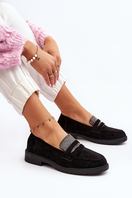 Damskie Zdobione Mokasyny Czarne Dananei