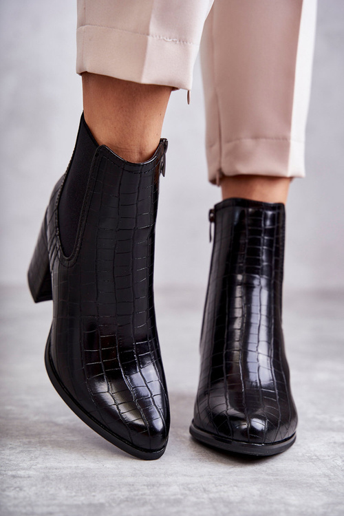 Wężowe Skórzane Botki La.Fi 260038B-XC Czarne