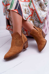 Botki Damskie Wiosenne Kowbojki Camel Matty