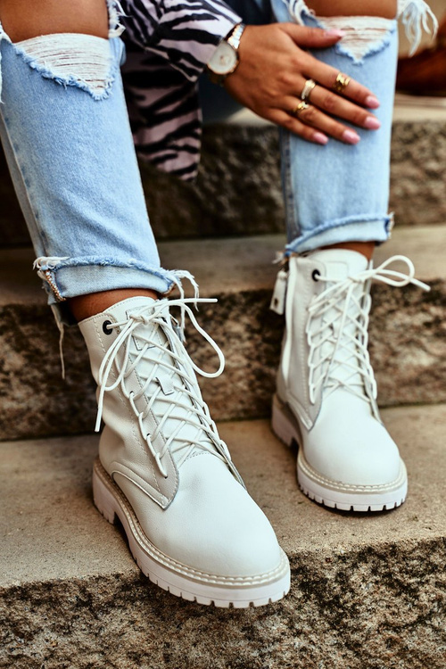 Damskie Botki Trapery Big Star Białe GG274597