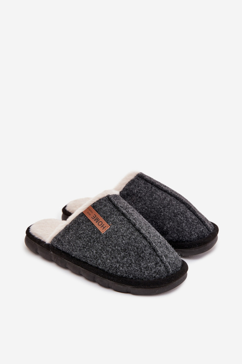 Kapcie Męskie Ocieplane Futerkiem Czarne Darielle