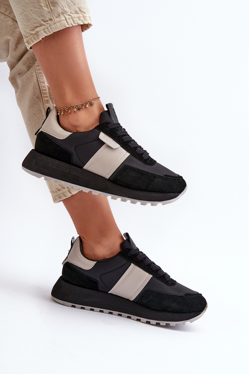 Sneakersy Damskie Na Platformie Big Star NN274502 Memory Foam System Czarne