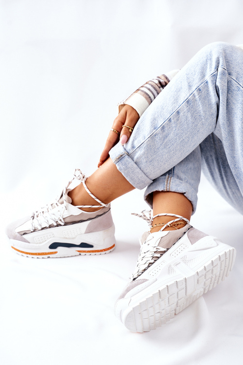 Damskie Sportowe Buty Sneakersy Białe Aland