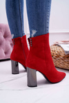 Botki Damskie Na Srebrnym Słupku Czerwone Dimmy