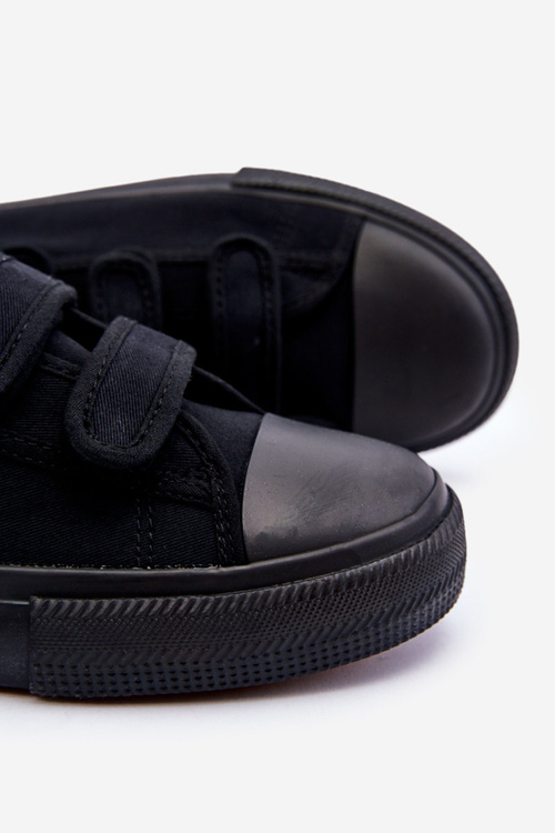 Męskie Klasyczne Materiałowe Tenisówki Na Rzepy Big Star LL174631 Czarne