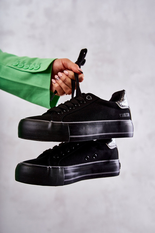 Damskie Materiałowe Trampki Big Star KK274036 Czarne