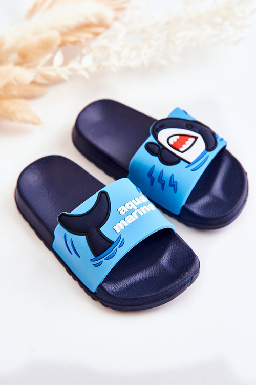 Lekkie Dziecięce Klapki Niebiesko-Granatowe Sharky