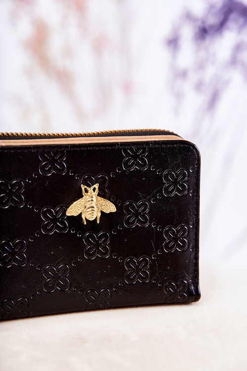 Damski Mały Portfel Z Ozdobą Czarny Sanchos