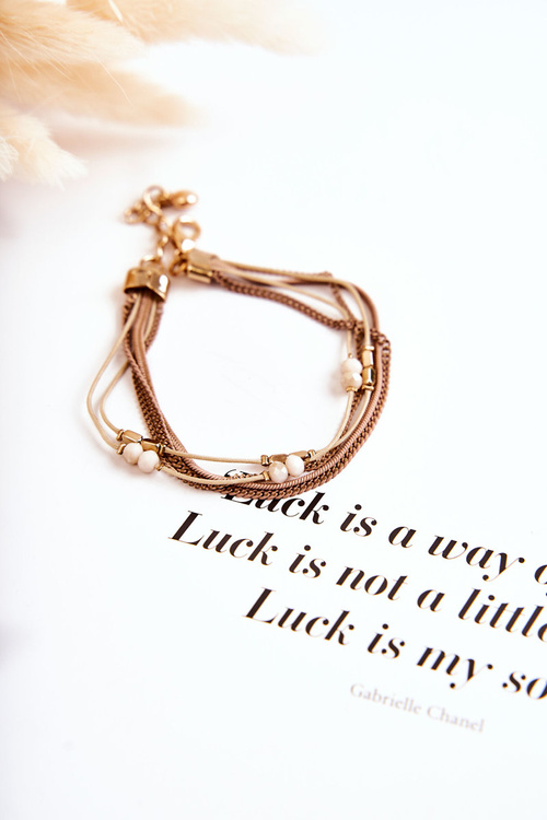 Damska Bransoletka Regulowana Z Kryształkami Beżowa